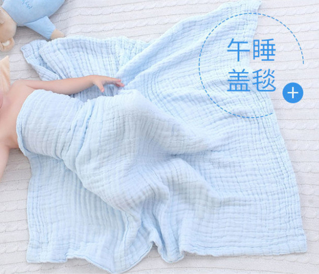 3 couches de santé bleu-clair de 40S 110*100 Gauze Fabric Infant Bath Towels