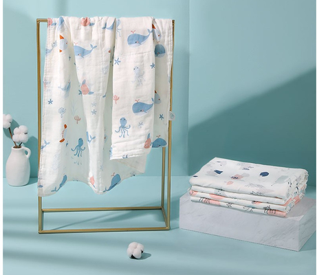 Coton imprimé environnemental Gauze Fabric 260GSM Gauze Burp Cloths Six Layers