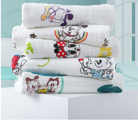 La crêpe tissée par copie animale a imprimé confortable pelucheux de Gauze Fabric 100m/petit pain