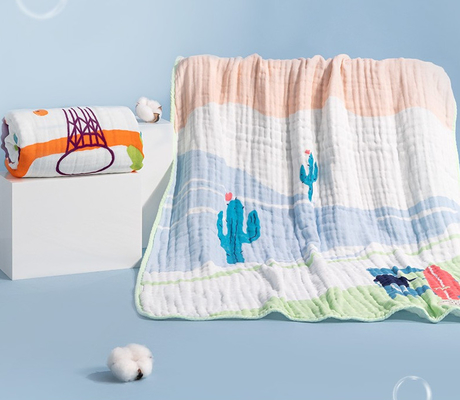 Coton imprimé environnemental Gauze Fabric 260GSM Gauze Burp Cloths Six Layers