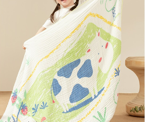 Gauze Fabric For Baby Clothing imprimé par coton détordu multicouche pelucheux