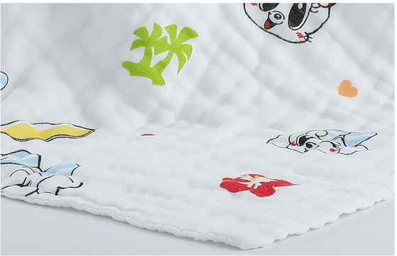 La peignée de la coutume de coton a imprimé Gauze Fabric que les enfants de 170gsm enveloppent la serviette de Bath