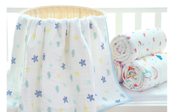 Stabilité coton floral Gauze Fabric Gauze Bath Towel de quatre couches 57 pouces