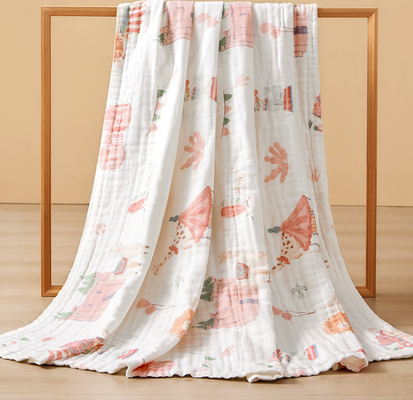 La bande dessinée 100% de Gauze Fabric Baby Swaddle Blanket de 4 couches du coton 40S a imprimé
