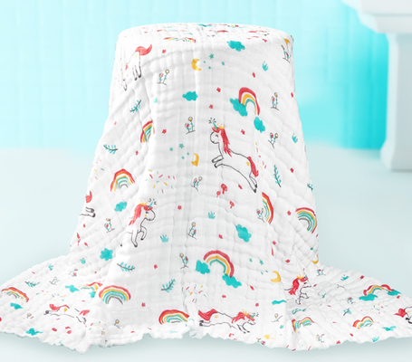 Crêpe 250GSM absorption de Gauze Fabric Lovely Pattern Moisture de 6 couches