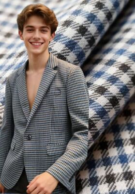 27% Rayonne 70% Polyester 3% Élasthanne 260gsm Tissu à carreaux infroissable et durable à texture lisse