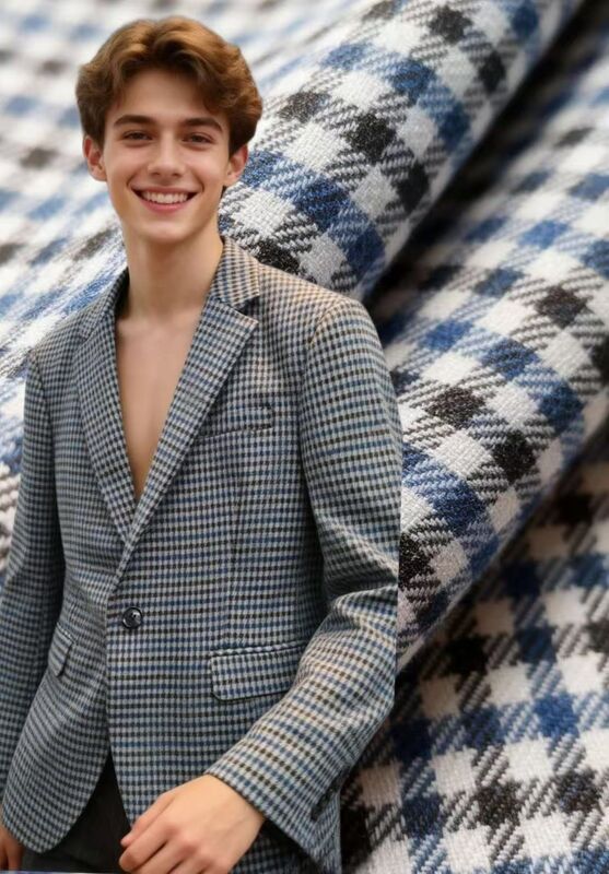 27% Rayonne 70% Polyester 3% Élasthanne 260gsm Tissu à carreaux infroissable et durable à texture lisse