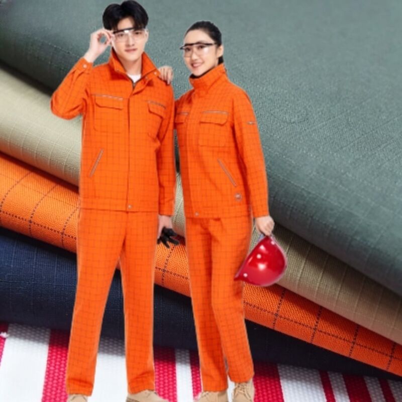 Réseau antistatique anti-déchirure 150gm Tissu de vêtements de travail CVC mélange pour uniformes professionnels
